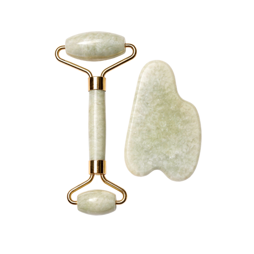 Jade Ritual roller & gua sha — top-down flat lay